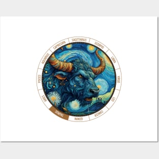 ZODIAC Taurus - Astrological TAURUS - TAURUS - ZODIAC sign - Van Gogh style - 4 Posters and Art